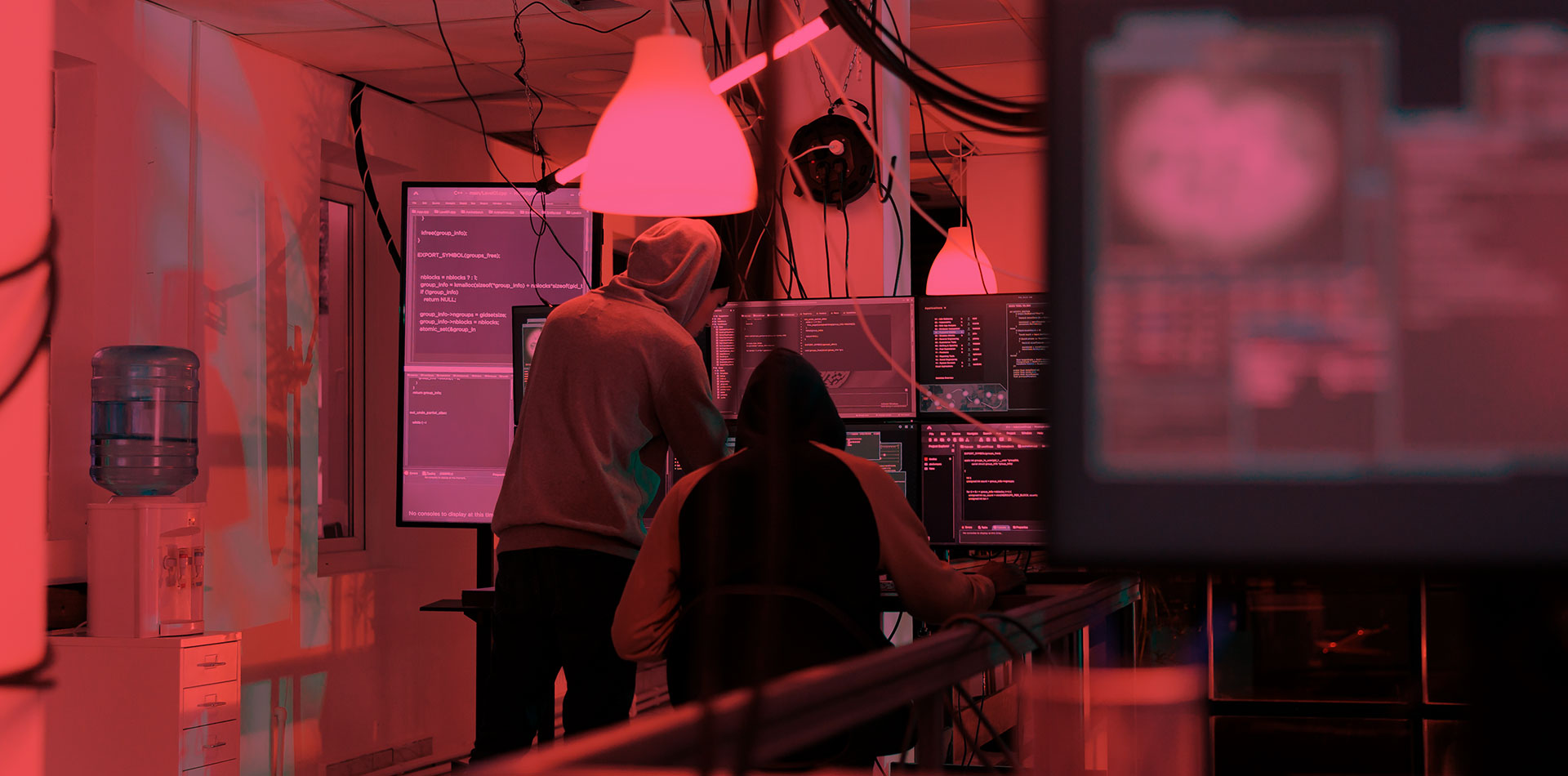 University Students studying microwave technology in a lab